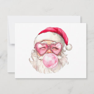 Vintage Retro Père Noël Noël Bubble Gum Rose Sung