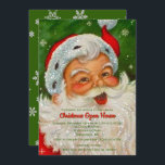 Vintage Retro Santa Claus Noël Invitation<br><div class="desc">Cette invitation de Noël a été créée pour une maison ouverte de vacances. Le design comprend un portrait d'un Père Noël vintage. Personnalisez cette invitation festive rouge et vert avec vos informations. Utilisez cette invitation modèle pour une maison de vacances,  une fête de Noël ou un autre événement saisonnier.</div>