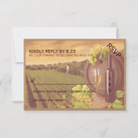 Vintage Retro Vineyard Sunset Wedding RSVP