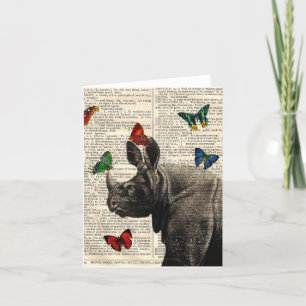 Vintage Rhinoceros Papillons Carte pour notes