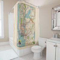 Vintage rideau de douche de la carte de métro New 