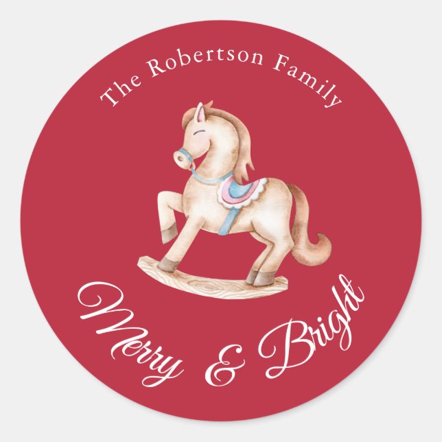 Vintage Rocking Horse Christmas Sticker (Devant)