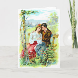 Vintage Romance Dans Le Parc Carte Saint Valentin