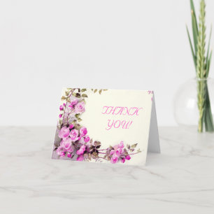 Vintage romantique rose roses mariage Merci