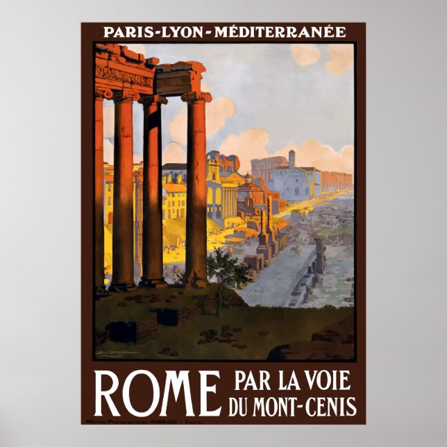 Vintage Rome Italie Ruines affiche de voyage (Devant)