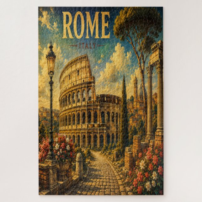 Vintage Rome Italy Travel Poster Jigsaw Puzzle (Vertical)