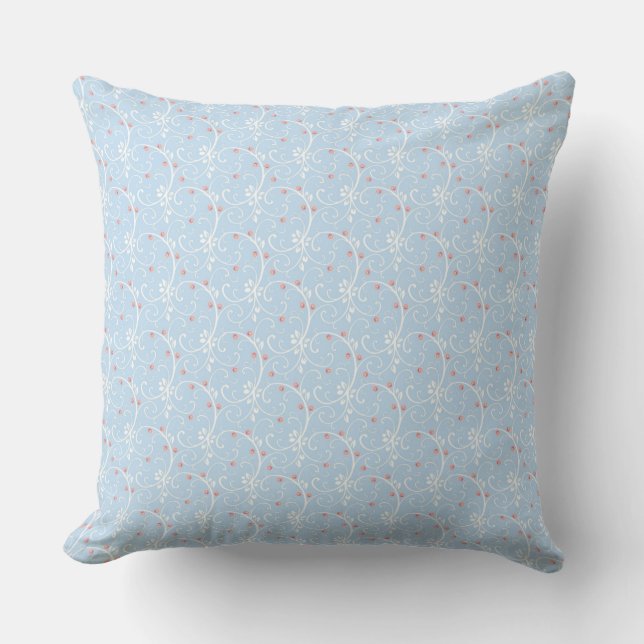 Vintage Rose bleu réversible Coussin Pastel (Recto)