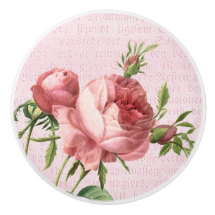 Vintage rose élégant bouton en céramique rose