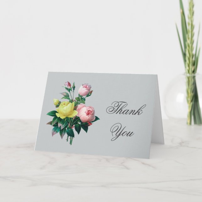 vintage rose et jaune rose fleurs merci (Devant)