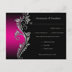 Vintage rose et noir avec swirl argenté RSVP