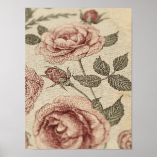 Vintage Rose Garden Botanical Poster