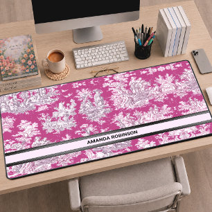 Vintage Rose Magenta Toile de Jouy Monogramme