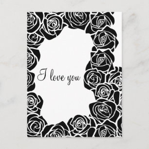 Vintage rose noire et blanche 'I love you' Carte p