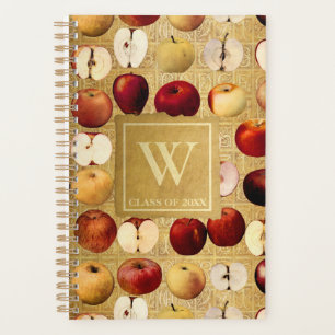 Vintage Rouge et Pommes d'or Monogramme Or