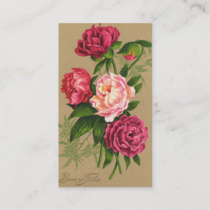 Vintage, rouge et rose Carte de visite Roses