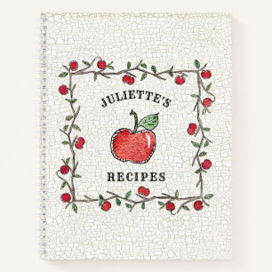 Vintage Rouge Pomme Vine Monogramme Livre de recet