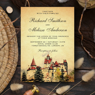 Vintage Royal Fairytale Castle Wedding Invitation