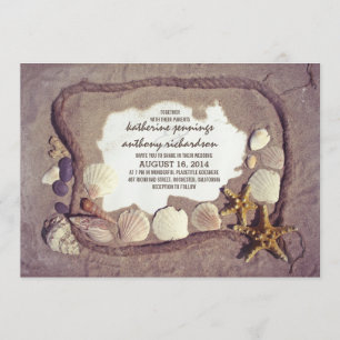 Vintage Rustic Beach Wedding Invitation