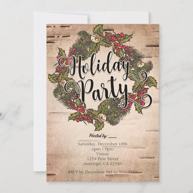 Vintage Rustic Birch Fête Invitation (Devant)