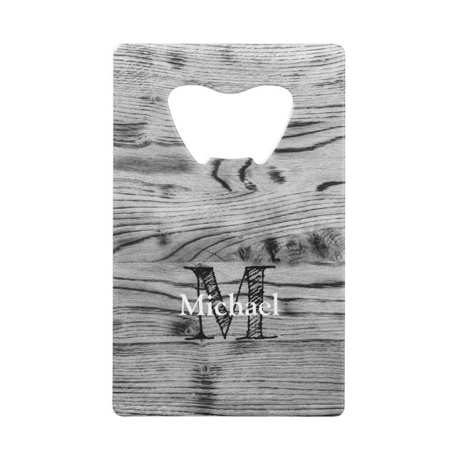 Vintage rustic gray black burnt wood Monogram (Devant)