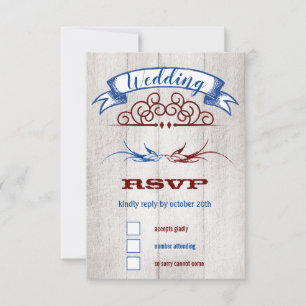 Vintage Rustic Hearts Mint Coral RSVP