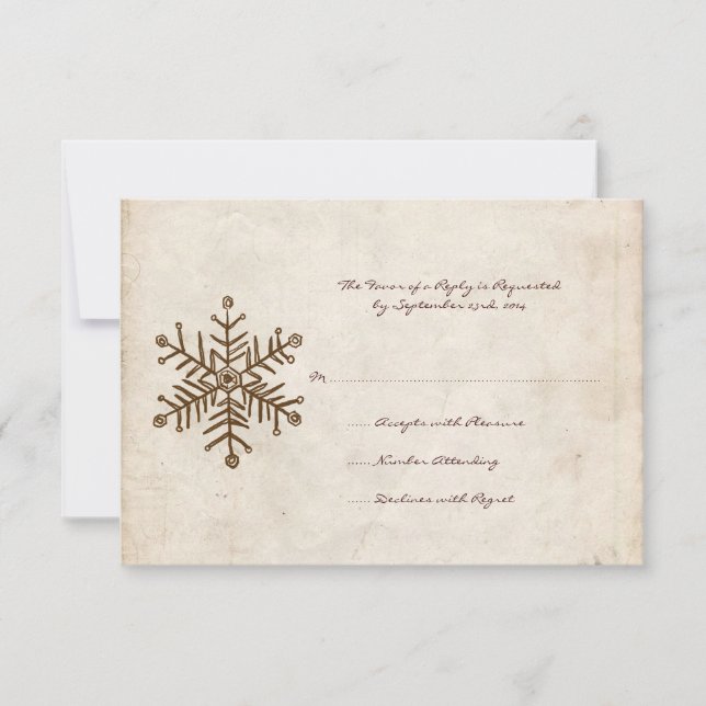 Vintage Rustic Snowflake Wedding carte RSVP (Devant)