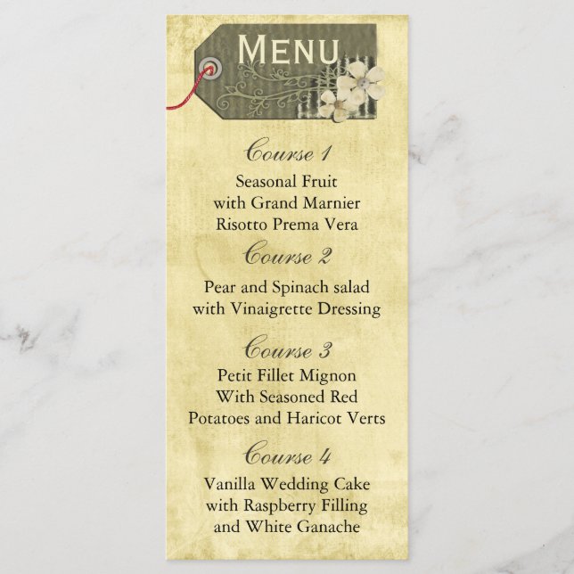 vintage rustique mason jar menu mariage (Devant)