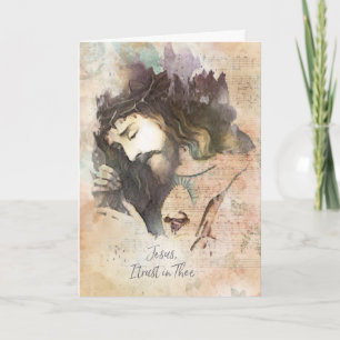 Vintage Sacré Coeur de Jésus portant la carte croi