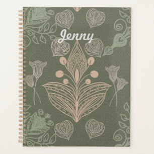 Vintage Sage Green Floral Carnet personnalisé