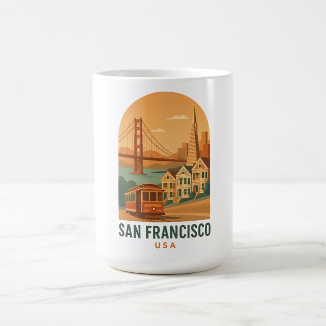 Vintage San Francisco Coffee Mug | Retro Golden  (Centre)