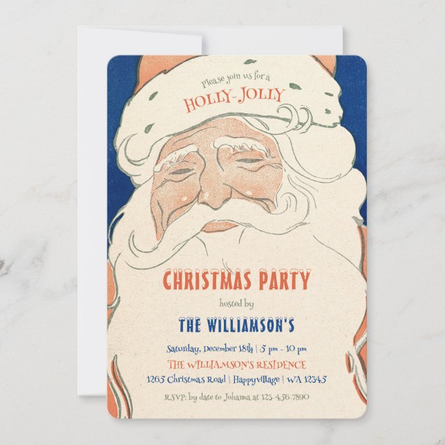 Vintage Santa Christmas Party Invitation (Devant)