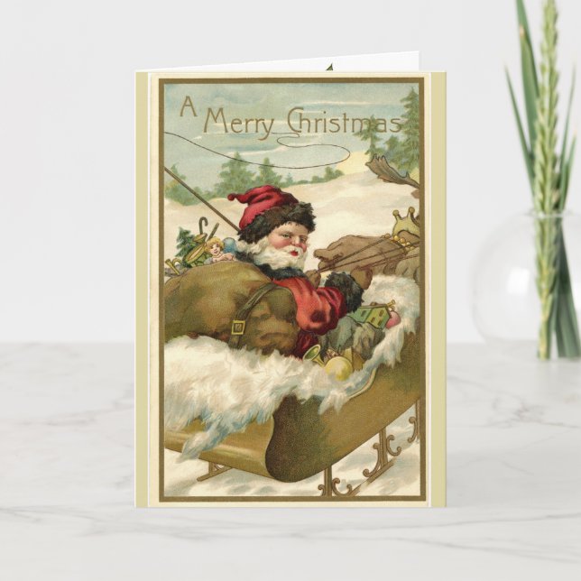 Vintage Santa Clause Noël Salutation Invitation (Devant)