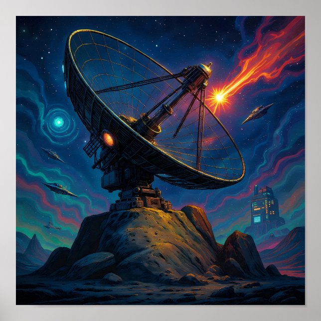 Vintage Sci-Fi Movie Poster Canvas Wall Art (Devant)