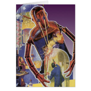 Vintage Science Fiction Robot with Laser Beam Eyes