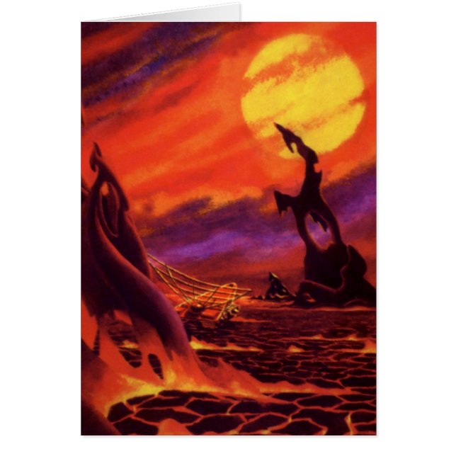 Vintage Science Fiction Volcano Planet w Red Lava (Devant)