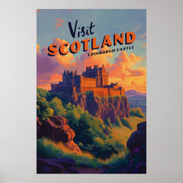 Vintage Scotland Edinburgh Castle Poster (Devant)