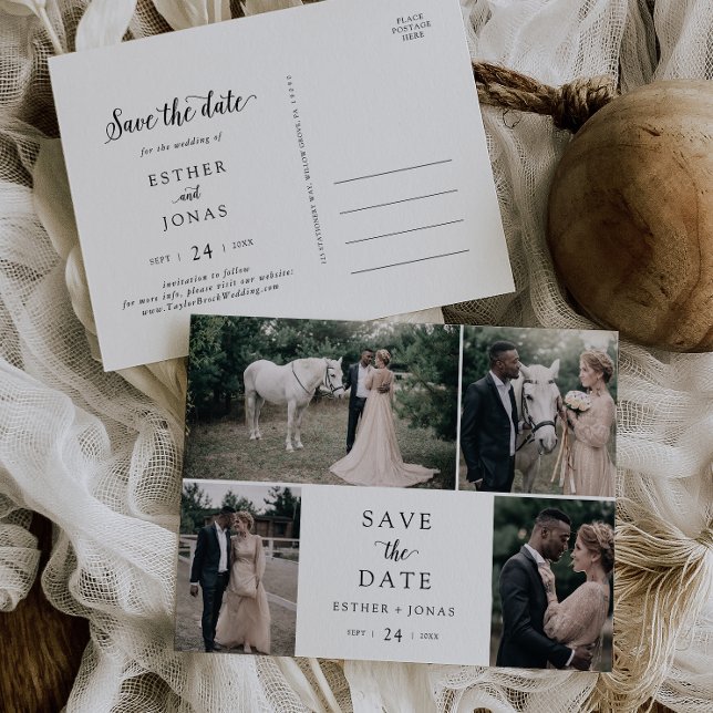 Vintage Script 4 Modèle photo Enregistrer la date (Créateur téléchargé)