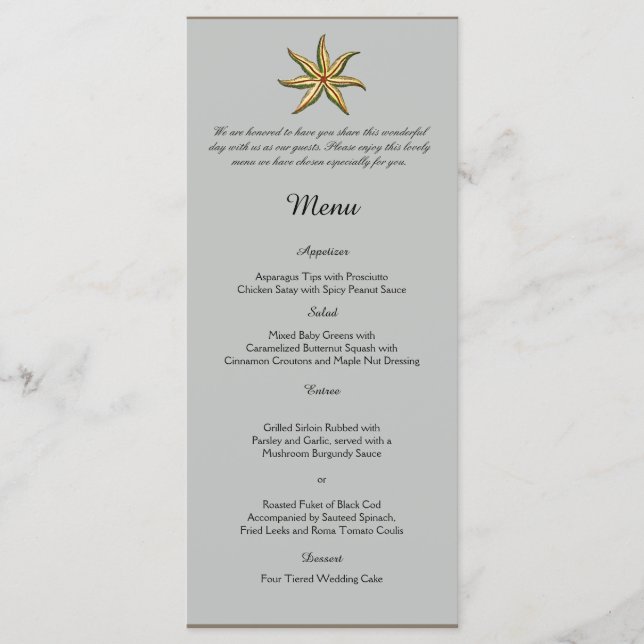 Vintage Sea Animals Beach Wedding Menu (Devant)