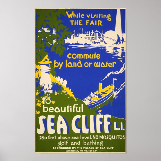 Vintage Sea Cliff New York Travel Poster (Devant)