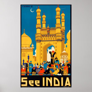 Vintage See India Travel Poster by G.D.Deuskar