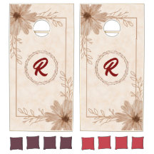 Vintage Sepia Floral Mariage Monogramme