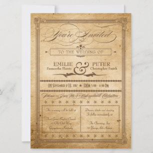 Vintage Sepia Poster Style Wedding Invitation