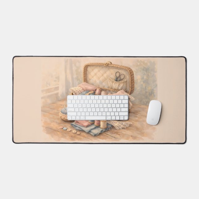 Vintage Sewing Basket Cottagecore Pastel (Clavier et souris)
