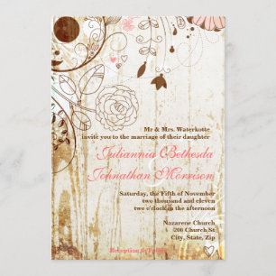 Vintage Shabby Chic Floral Faire-part de mariage