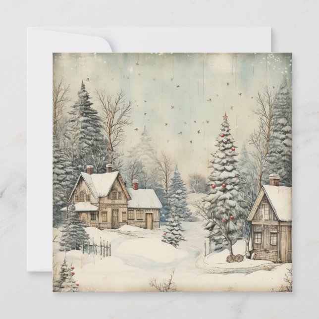 Vintage Shabby Chic Joyeux Noël Carte (Devant)