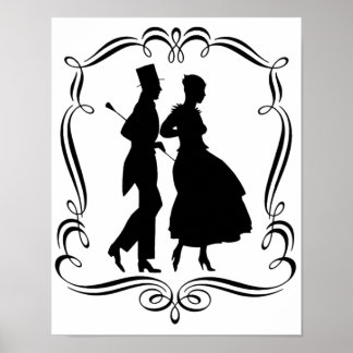 Vintage Silhouette Elegant Homme Femme Poster Impr