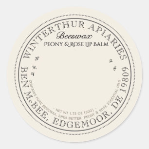 Vintage Skep ivoire Beeswax Lip Balm Étiquette