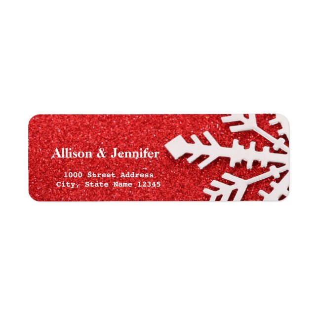 Vintage Snowflake Holiday Red Étiquette Adresse (Devant)