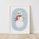 Vintage Snowman Christmas Decor Poster<br><div class="desc">Decorate for the holidays with this adorable illustrated snowman print,  featuring muted colors in festive tones.</div>