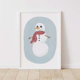 Vintage Snowman Christmas Decor Poster